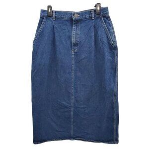 Lee Women's Vintage High Waisted Dark Wash Denim Cowgirl Midi Pencil Skirt Sz 16